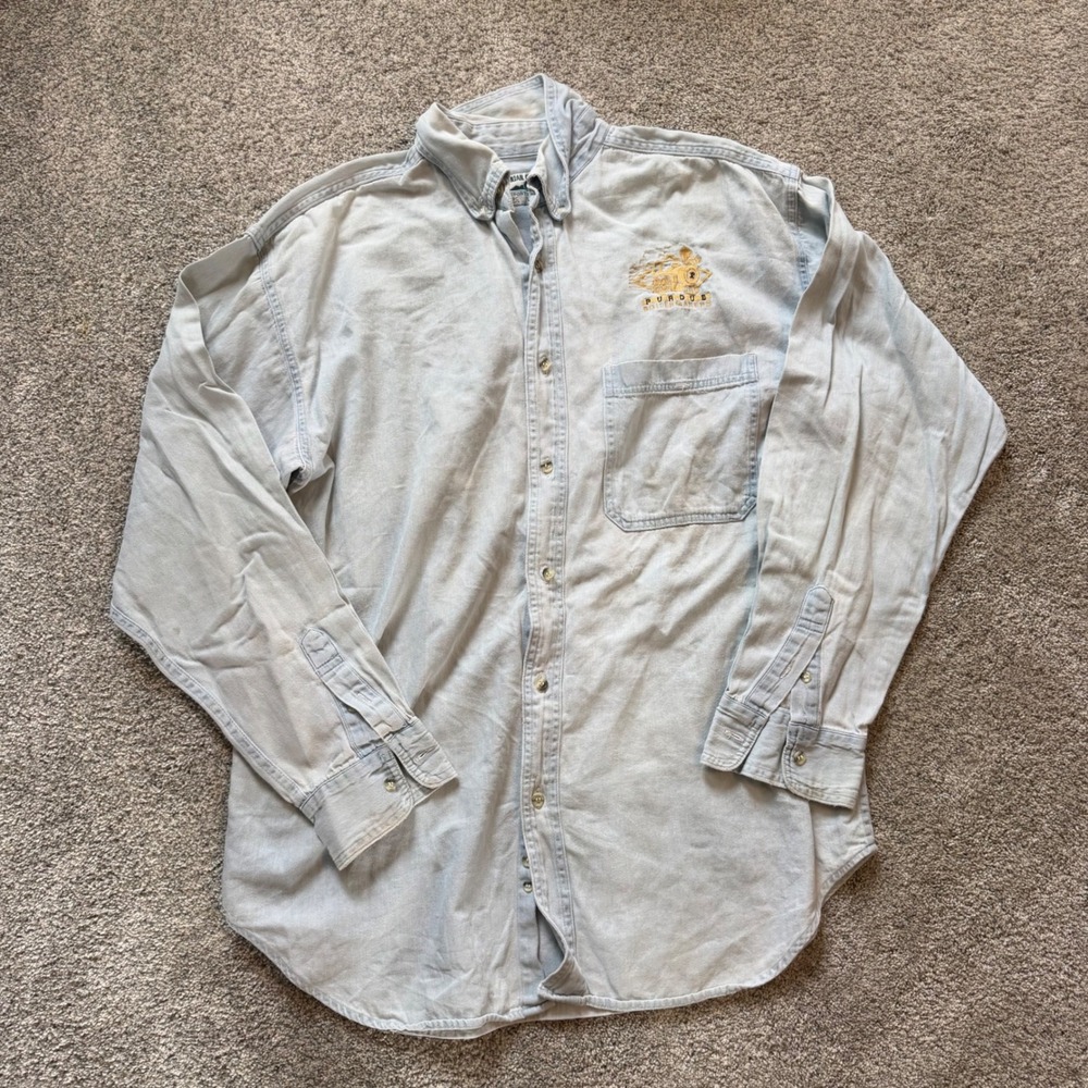 Vintage Briar Creek Purdue Boilermakers Light Wash Denim Button Down Shirt L